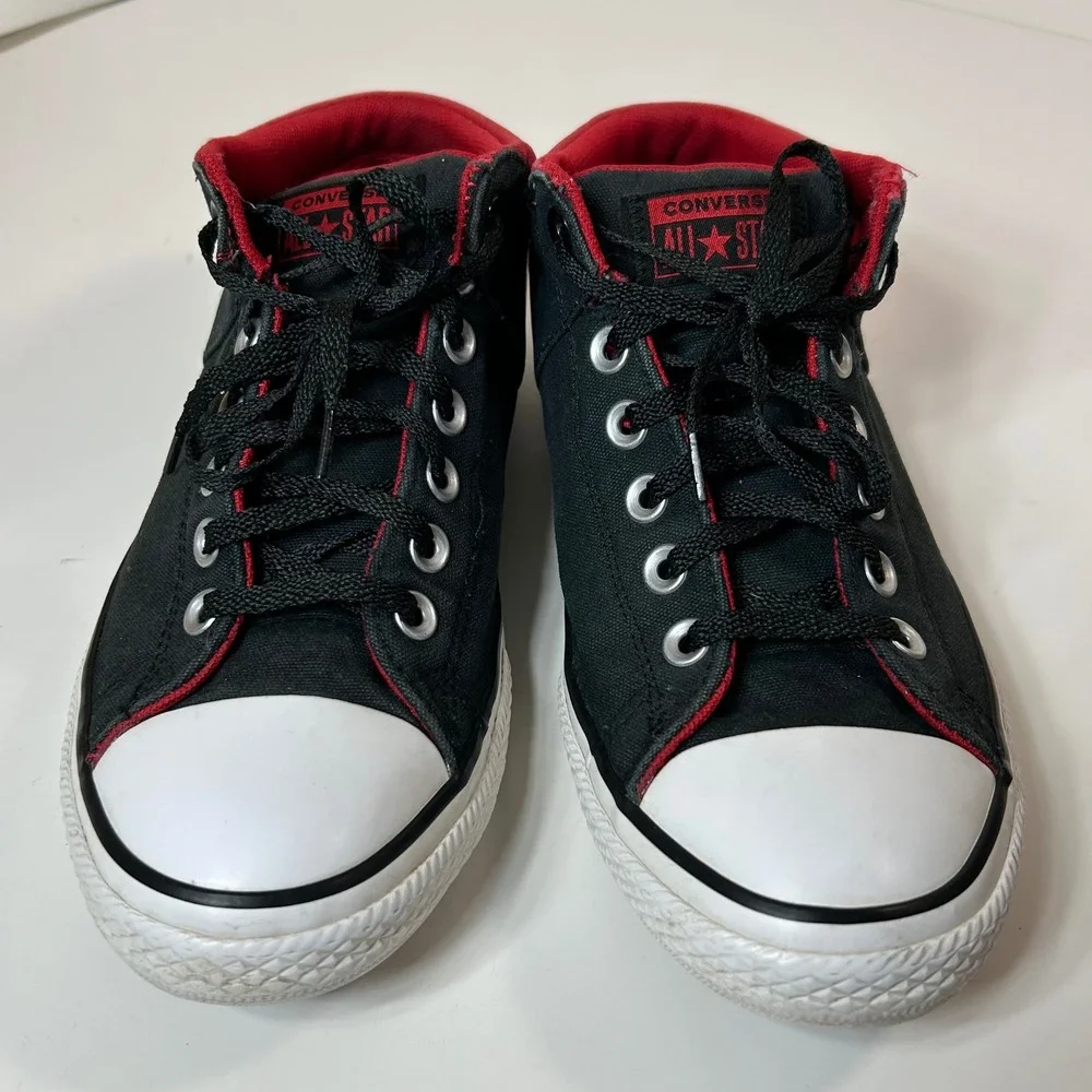 Converse Chuck Taylor All Star Axle Mid Black Red Junior Sneaker 663886F Size 6Y